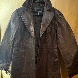 A.N.A brown leather jacket (M)